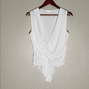 NanaMacs white surplice bodysuit- NWOT
